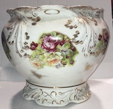 antique Warwick peonies jardinière vase hand-painted floral motifs gold trim picture