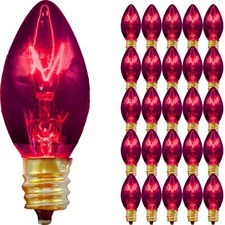 C-7 CLEAR PURPLE TWINKLE LIGHT BULBS BRAND NEW C7 E12 FLASHING CHRISTMAS LIGHTS picture