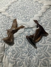 Vintage Imperial Slag Glass Flying Mallard Wood Duck Figures Heisey Caramel Bird picture
