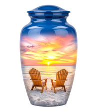 Personalized Beach Sunset Cremation Urn – Cast Aluminum Adult Memorial Urn picture