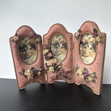 Beautiful Floral VTG Picture Frame Victorian Style Silver Roses Collage 3x2 (3) picture