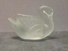Vintage Frosted Satin Glass Swan Trinket Dish Toothpick Holder Votive Taiwan picture