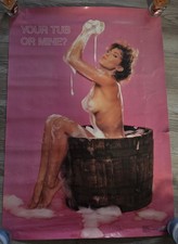Vintage Your Tub Or Mine Girl Model Pin Up Garage Man Cave 80s Poster picture