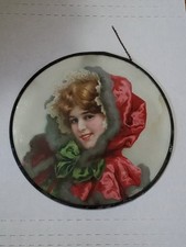 Antique Victorian Era Flue Cover Young Lady 9+3/4