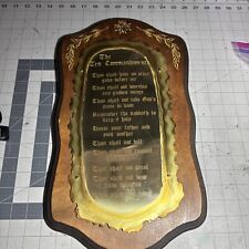 Vintage Home Interiors Homco The Ten Commandments Brass Wood Wall Plaque 10x18 picture