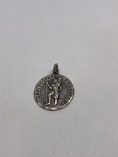 3D ST. CHRISTOPHER PROTECT US MEDAL CHARM PENDANT 3.5g STERLING SILVER 925 picture