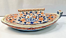 Antique Japanese Imari Porcelain Boat Shaped Covered Dish Tureen Meiji 1900 picture