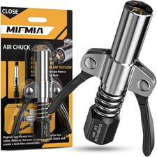 Locking Air Chuck Heavy Duty w Six Steel Jaws Locks onto Any Tire Valve No Leaks picture