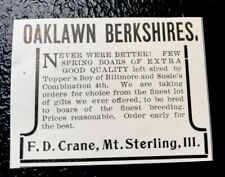 ORIGINAL 1903 F.D. Crane Hog Advertising - Mt. Sterling - Illinois - Pig - Farm picture