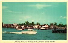 Vintage Postcard- Hillsboro Inlet and Fishing Docks, Pompano Beach, FL. picture