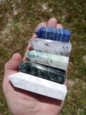 5 Mixed Obelisk Crystal Wand Tower Points. Lapis, Kambaba, Phoenix Stone, ++ M4 picture