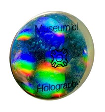 Rare Vintage Soho NYC Museum of Holography Hologram Logo Pinback Badge 1980s picture