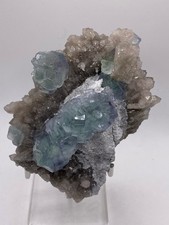 Beautiful Blue Fluorite on Smoky Quartz HQ - See video picture