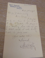 1891 SIGNED Letter Theater Actor STUART ROBSON Hotel Imperial NEW YORK Bk Review picture
