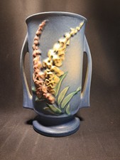 ROSEVILLE Art Pottery Foxglove double handled vase 48-8 Blue picture