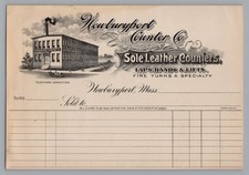 Antique Newburyport Counter Co Leather Shoe Factory Billhead Vignette Mass MA picture