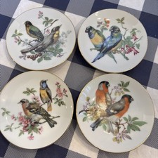 Vtg 1960S Japan Porcelain Mini Wall Plates Set Of 4 Hand Painted Birds NOS picture