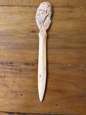 Hand Carved Wood Letter Opener Bearded Man Face Folk Art picture