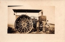 Belt-Powered Farm Work Tractor, Rumely Aultman-Taylor 1910s RPPC Postcard COPY picture