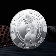 Silver You Win You Lose Sexy Lady Heads Tails Challenge Token Coin picture
