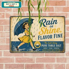 Morton Salt Story Umbrella Girl Vintage Kitchen Restaurant Metal Sign picture