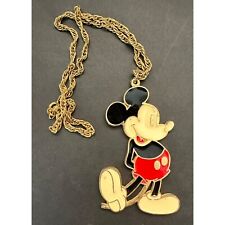 Walt Disney Productions Mickey Mouse Enamel Pendant with Goldtone Chain picture