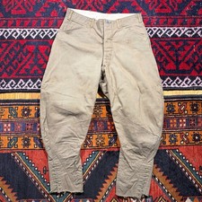Vintage 1910s WWI US Army Breeches Cotton Military Trousers Twill Faded Sz. 30 picture