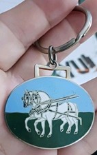 White Draft Horse Vintage McCafferty PROMO Rare Keychain Ronald Reagan Library picture