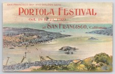 1909 Postcard Portola Festival Birds Eye View Of Bay & Golden Gate San Francisco picture