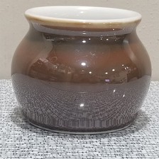 Vtg FRAUNFELTER CHINA Ohio SMALL Brown Lusterware Ceramic Pottery POT Crock #15  picture