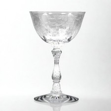 Vtg Fostoria Meadow Rose Etched Crystal Champagne Tall Sherbet Coupe Glass 5.5