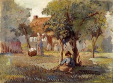 Oil painting impression landscape art Family-Garden-Camille-Pissarro picture