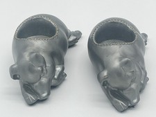 Vintage Petites Choses Pewter Sleeping Pig Oil Lamp Bases Mortons Steakhouse Set picture