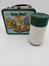 Rare Vintage 1973 Aladdin Disney Robin Hood Metal Lunchbox And White Thermos picture