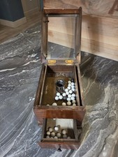 Antique 19th C Masonic Secret Ballot Box Glass Top Wood Drawer w Voting Marbles picture