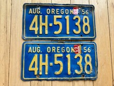 Pair of 1956 Oregon License Plates W/ 1965 Tab picture