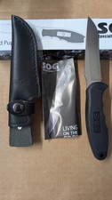SOG Field Pup FP3L Fixed Blade Knife w/ Leather Sheath NEW DISCONTINUED picture