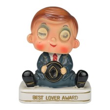 Vintage 1960s/70s Porcelain Best Lover Award Bobblehead Nodder Figurine picture