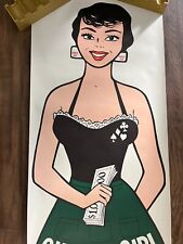 ⚡️❄️ Reno NV 🌵🎰 Harolds Club Vintage Rare Sexy Change Girl Poster 68x18 OMG 😳 picture