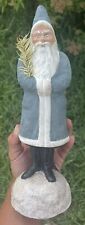 Antique Belsnickle 12”German Santa Blue Belsnickle Candy Container White Mound picture