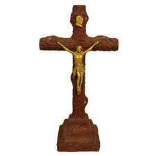 Antique Early 1900's Primitive Folk Art Montreal Quebec Canada Logger's Crucifix picture