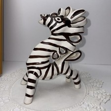 Rare Leopold Anzengruber “Cheerful Zebra” Austria Hand Painted Glazed Ceramic picture