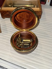 Antique Reuge Round Wooden Music Box Switzerland TILL The End picture