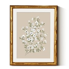 WHASAYART Vintage Flower Gold Bamboo Textured Framed Print Wall Art 11