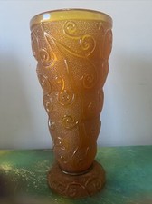 Vintage Orange Groovy Hurricane Candleholder Mod Swirl Acrylic Resin picture