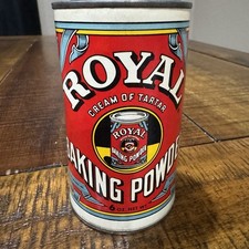 Vtg 1960’s Tin Royal Baking Powder Cream Of Tartar Cake Cookies Bread 1/2 Full picture