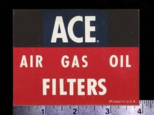 ACE Air Gas Oil Filters - Original Vintage 1960’s 70’s Racing Decal/Sticker picture