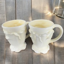 Roscher Flower Antique Butter Yellow Coffee Mug Cup Set 2 Flower Shape Mugs Cups picture