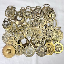 Brass Horse Medallion Lot of 36 Vintage to Antique Souvenir Sun Boss Cow Queen picture