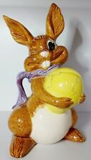 Hand painted vintage winking rabbit bank Easter decor 1972 picture